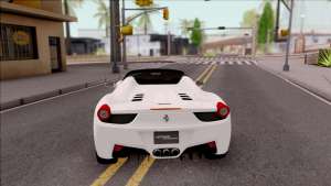 Ferrari 458 Italia Spider для GTA San Andreas - вид сзади