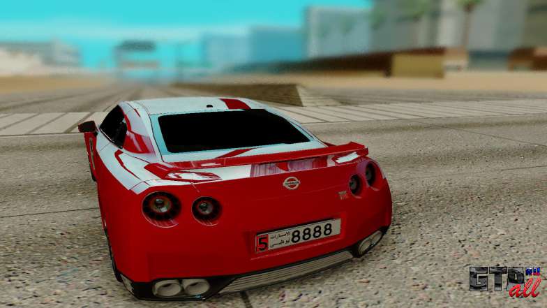 Nissan GTR R35 для GTA San Andreas - вид сзади