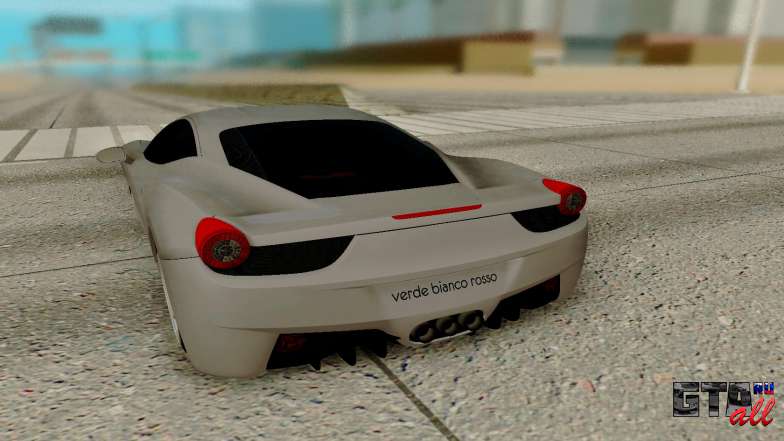 Ferrari Italia 458 для GTA San Andreas - вид сзади