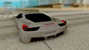 Ferrari Italia 458 для GTA San Andreas - вид сзади