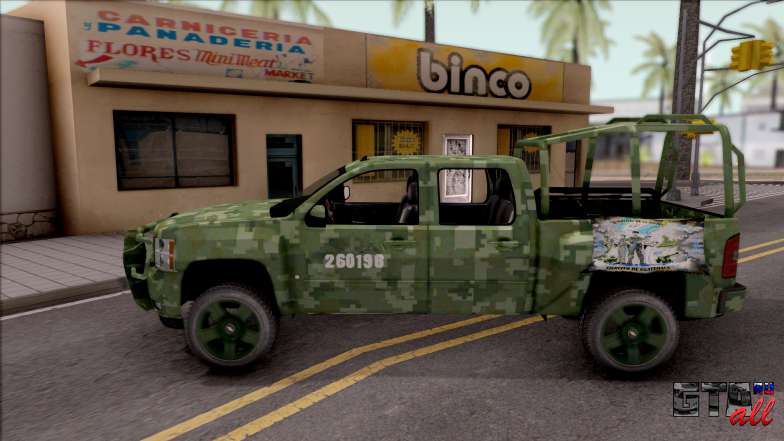 Chevrolet Silverado Auto Militar De Guatemala для GTA San Andreas - вид сбоку