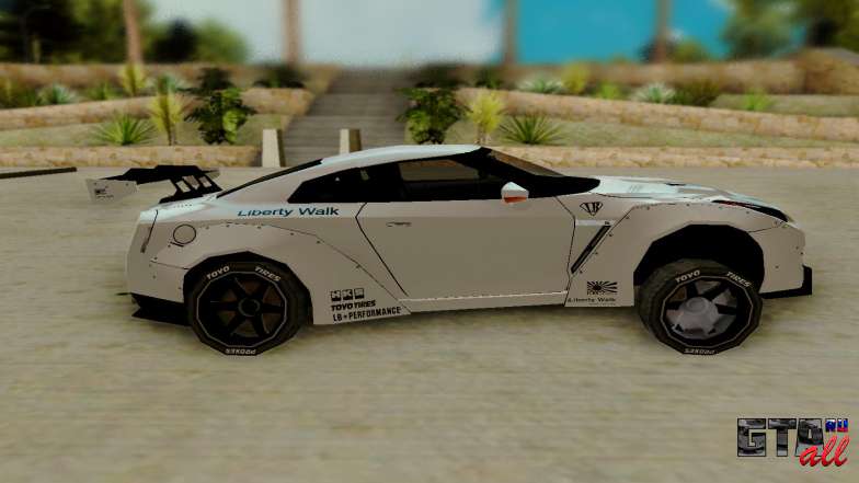 Nissan GTR R35 для GTA San Andreas - вид сбоку