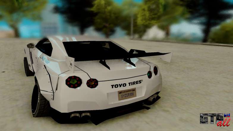 Nissan GTR R35 для GTA San Andreas - вид сзади