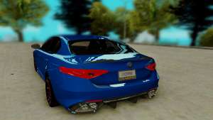 Alfa Romeo Giulia для GTA San Andreas - вид сзади