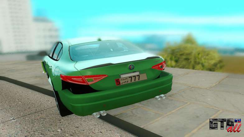 Alfa Romeo Giulia для GTA San Andreas - вид сзади