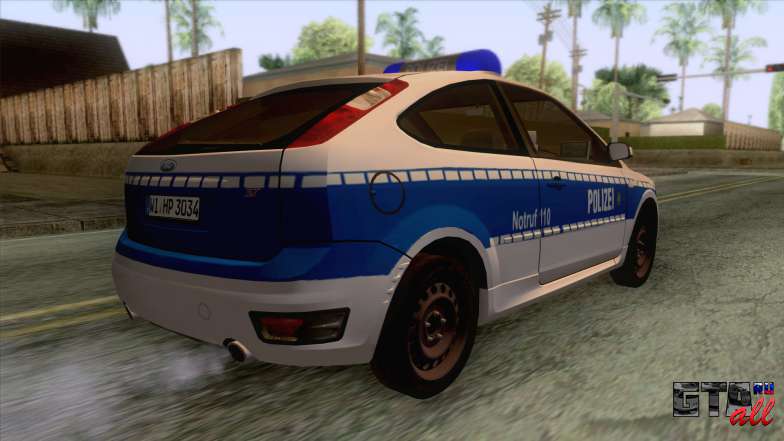 Ford Focus ST Polizei Hessen для GTA San Andreas - вид сзади