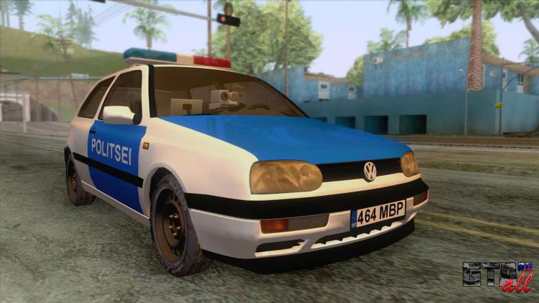 Volkswagen Golf Mk3 Estonian Police для GTA San Andreas - вид спереди