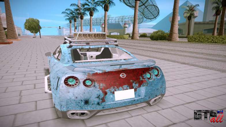 Nissan GTR R35 для GTA San Andreas - вид сзади