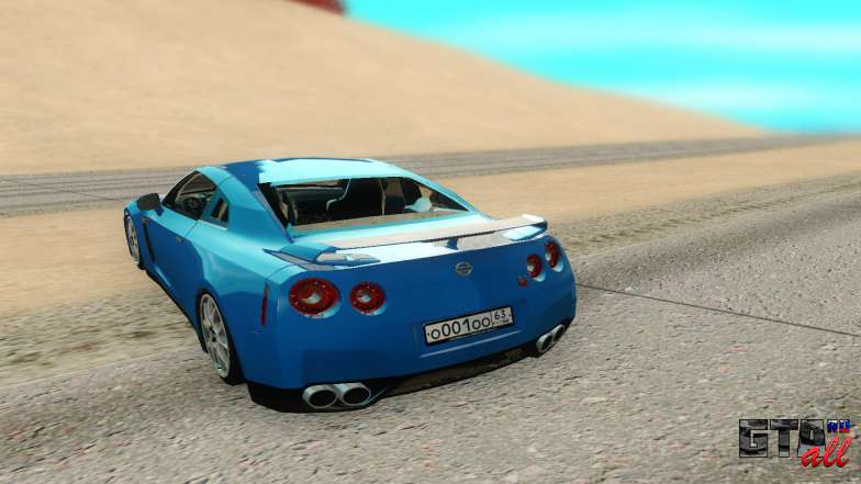 Nissan GTR R35 для GTA San Andreas - вид сзади